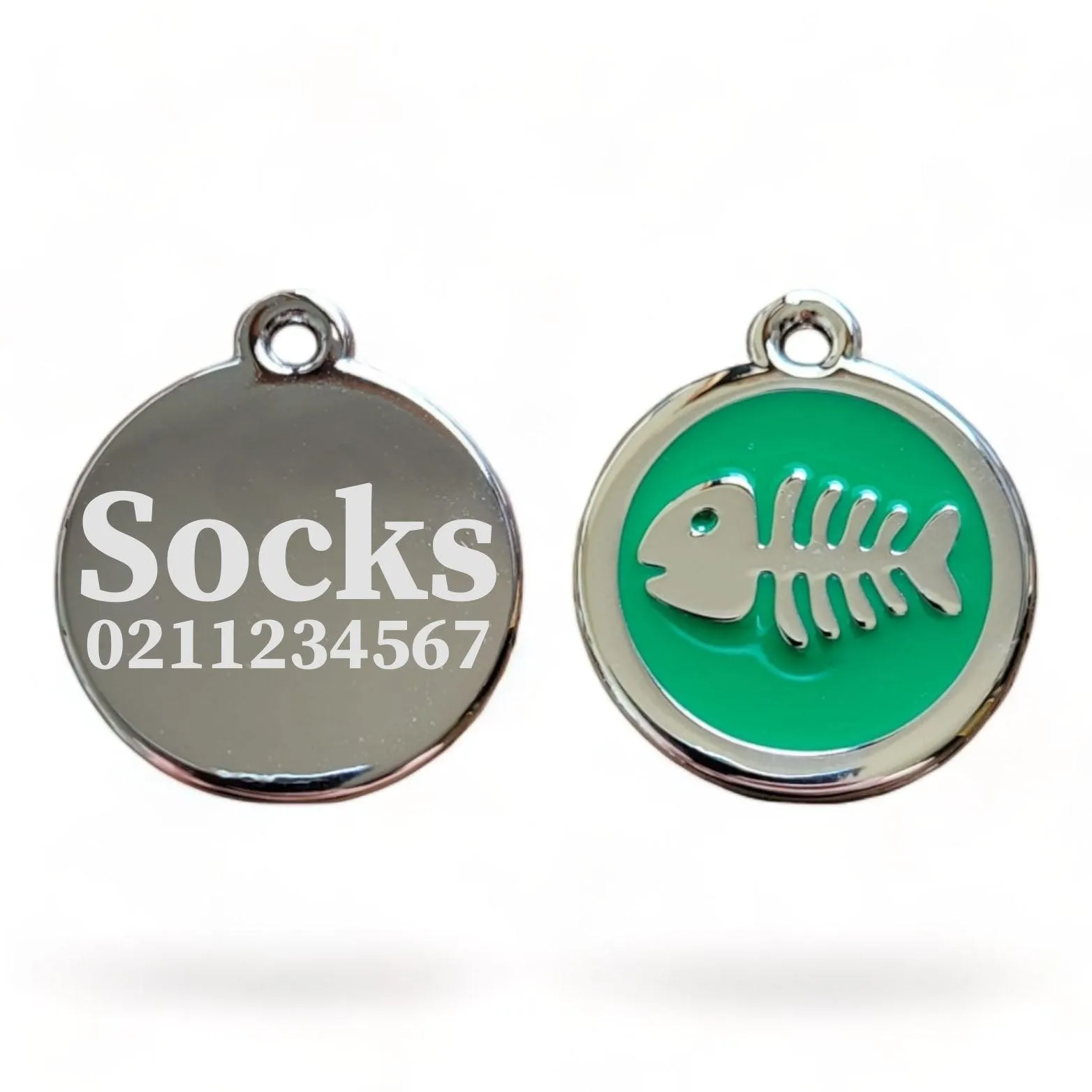 Round Fish Cat & Dog ID Pet Tag