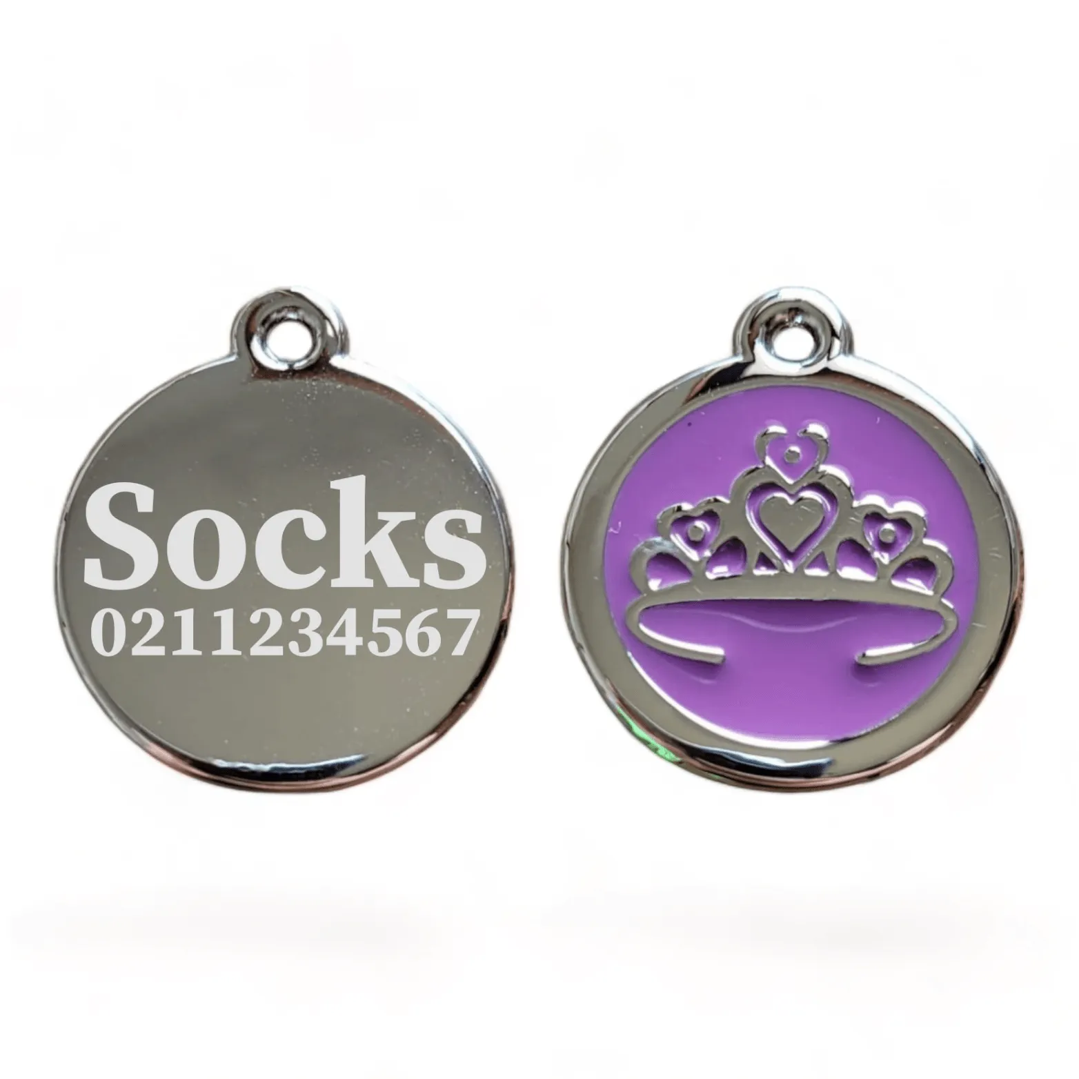 Round Tiara Cat & Dog ID Pet Tag