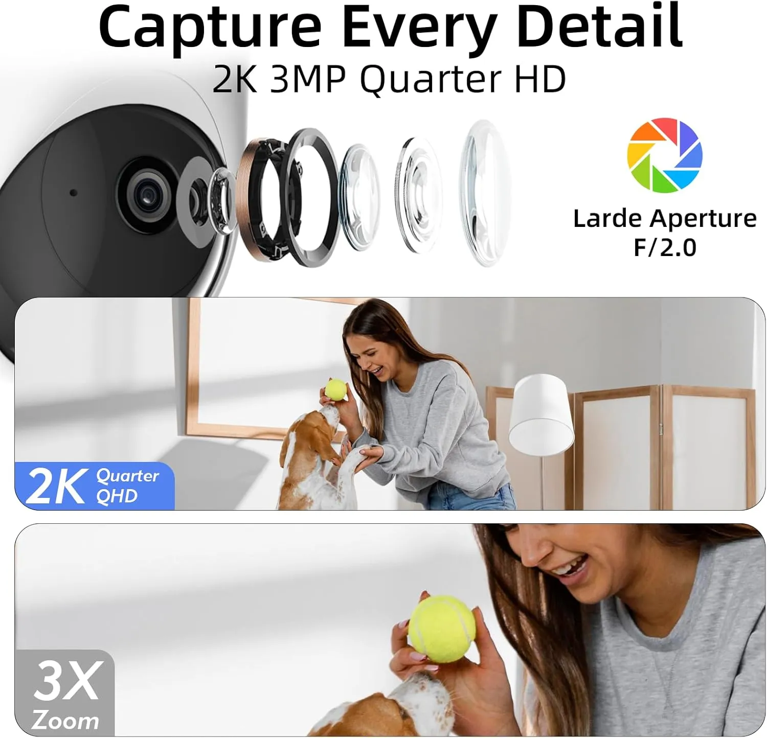 Rraycom 2Pack 2K Security Camera Indoor 5G/2.4 GHz Wi-Fi, Baby Monitor Pet/Dog Camera 360-Degree for Home Security, Smart Motion Tracking, 24/7 Live View, Night Vision, Compatible with Alexa