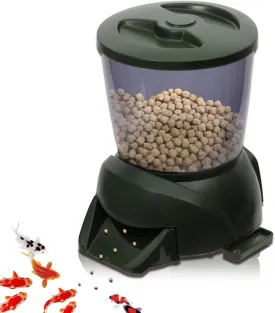 Sammery Automatic Pond Fish Feeder, 4.5L Large Capacity Outdoor Pond Fish Feeder Distributor, Battery Powered Timed and Quantitative, Designed for Breeders During Travel or Adverse Weather Conditions