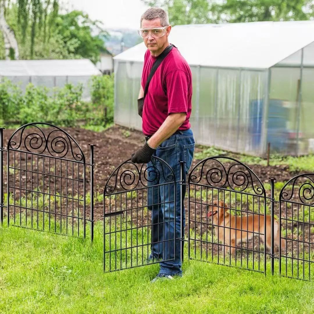 Tall Garden Fence Animal Barrier with Gate, 32 in(H) 16 Panels Garden Fences and Borders for Dogs, Dog Fence Outdoor for Yard, Total Length 35 Ft Metal Temporary FencingPatented