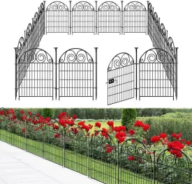 Tall Garden Fence Animal Barrier with Gate, 32 in(H) 16 Panels Garden Fences and Borders for Dogs, Dog Fence Outdoor for Yard, Total Length 35 Ft Metal Temporary FencingPatented