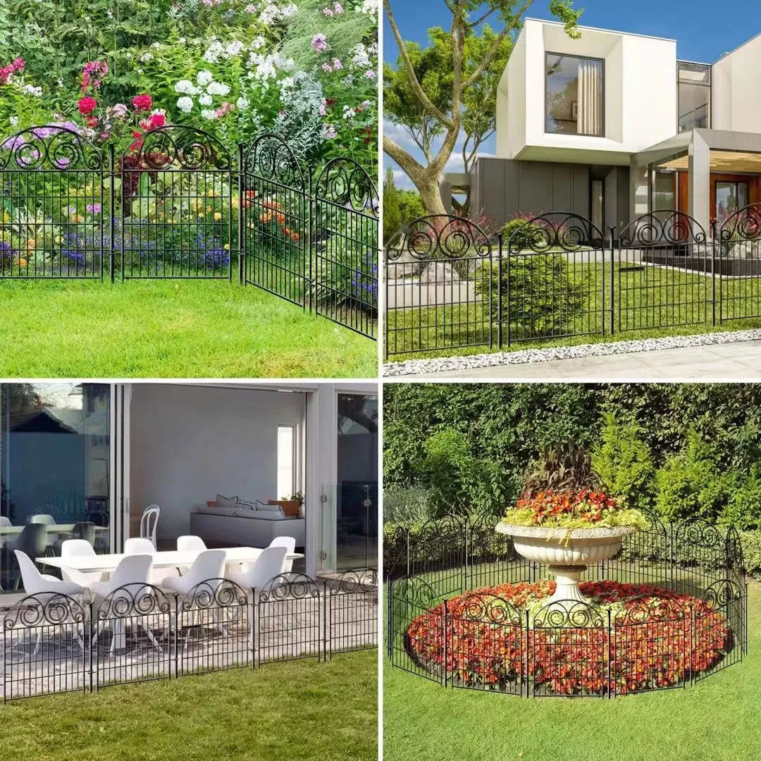 Tall Garden Fence Animal Barrier with Gate, 32 in(H) 16 Panels Garden Fences and Borders for Dogs, Dog Fence Outdoor for Yard, Total Length 35 Ft Metal Temporary FencingPatented