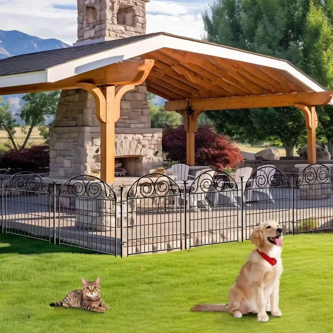 Tall Garden Fence Animal Barrier with Gate, 32 in(H) 16 Panels Garden Fences and Borders for Dogs, Dog Fence Outdoor for Yard, Total Length 35 Ft Metal Temporary FencingPatented