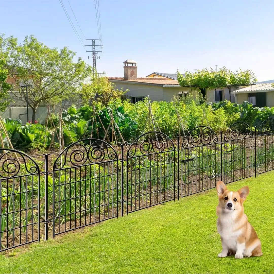Tall Garden Fence Animal Barrier with Gate, 32 in(H) 16 Panels Garden Fences and Borders for Dogs, Dog Fence Outdoor for Yard, Total Length 35 Ft Metal Temporary FencingPatented