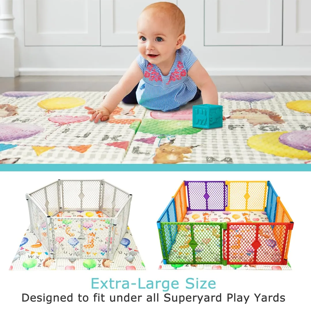 Toddleroo by North States 71" x 71" Foldable ABC Animal Friend Padded Play Mat. Extra Large Foam Baby Play Mats for Floor, Waterproof Tummy Time Mat for Indoor & Outdoor Use