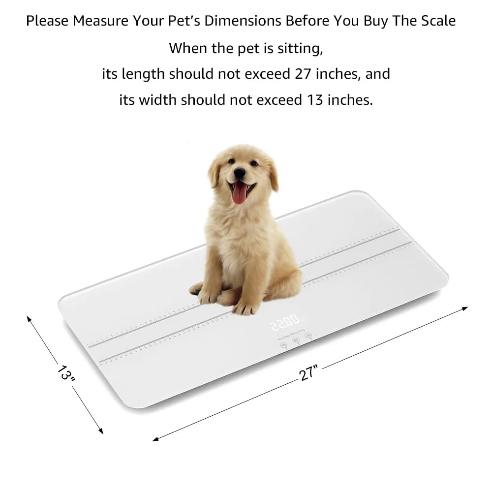 unipaws Digital Pet Scale MAX 220lbs with Bluetooth App, Medium-Small Veterinary Scale for Dogs Cats, Baby Scale with 3 Weighing Modes, Lbs, Kg, St, 27 x 13 Inches LCD Platform Scale