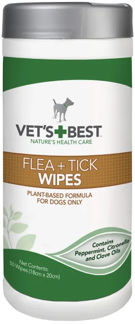 Vet's Best | Dog Healthcare | Flea & Tick Wipes - Pack Of 50