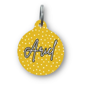 Yellow Polka Dots Circle Pet Tag