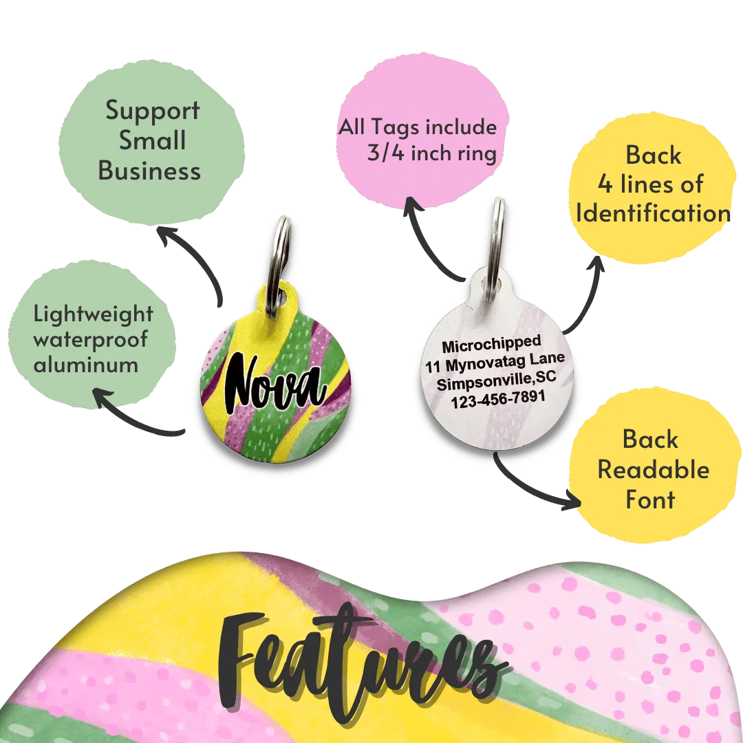 Yellow Polka Dots Circle Pet Tag